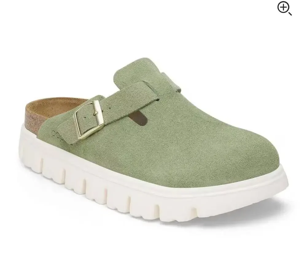 Birkenstock Boston Chunky Platform Clog Shoe  Green Tea Suede  40 9.5 NEW